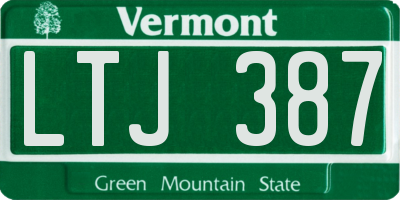VT license plate LTJ387