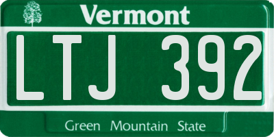 VT license plate LTJ392