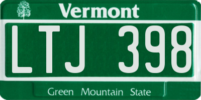 VT license plate LTJ398