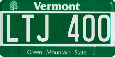 VT license plate LTJ400