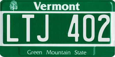 VT license plate LTJ402