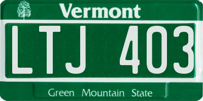 VT license plate LTJ403