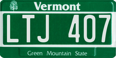 VT license plate LTJ407