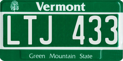 VT license plate LTJ433