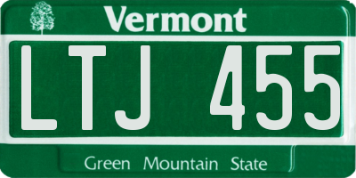 VT license plate LTJ455