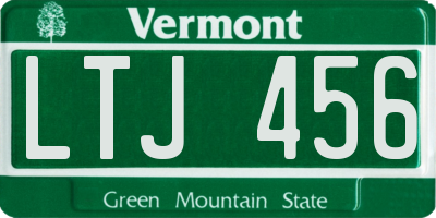 VT license plate LTJ456