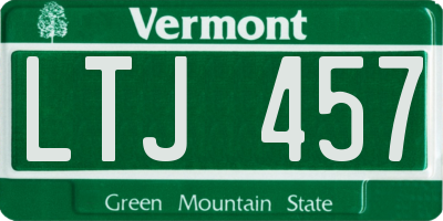 VT license plate LTJ457