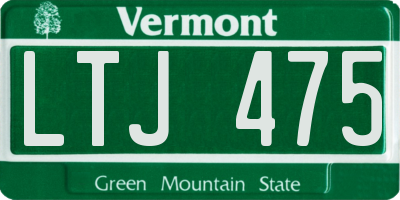 VT license plate LTJ475