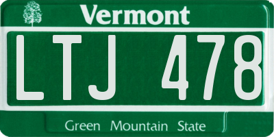 VT license plate LTJ478