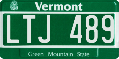 VT license plate LTJ489