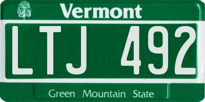 VT license plate LTJ492