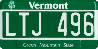 VT license plate LTJ496
