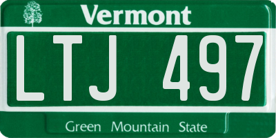 VT license plate LTJ497