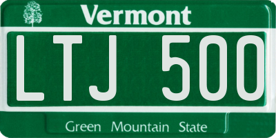 VT license plate LTJ500