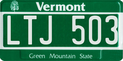 VT license plate LTJ503