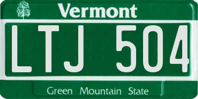 VT license plate LTJ504