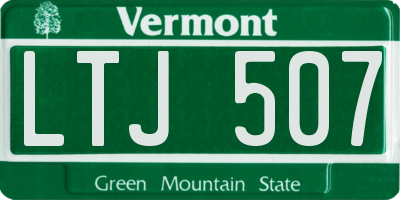VT license plate LTJ507