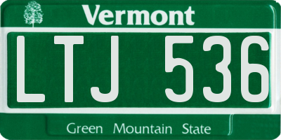 VT license plate LTJ536