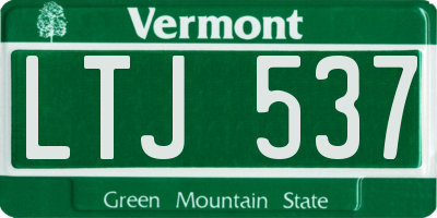 VT license plate LTJ537