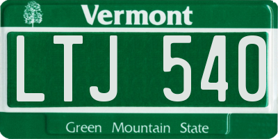 VT license plate LTJ540
