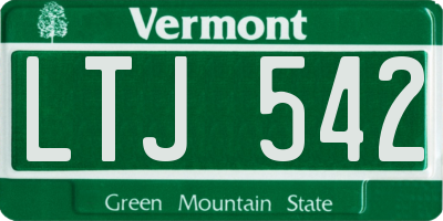 VT license plate LTJ542