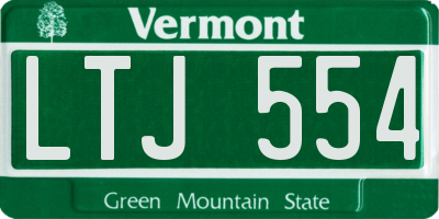 VT license plate LTJ554