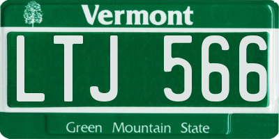 VT license plate LTJ566