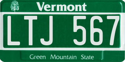 VT license plate LTJ567