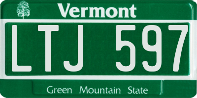 VT license plate LTJ597