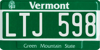 VT license plate LTJ598