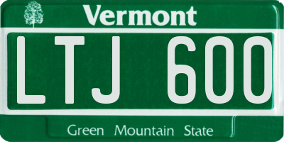 VT license plate LTJ600