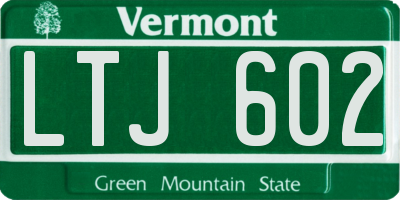 VT license plate LTJ602