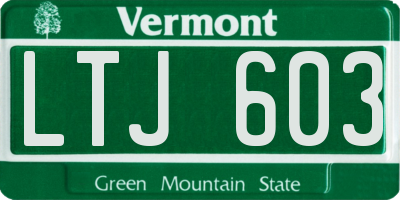 VT license plate LTJ603