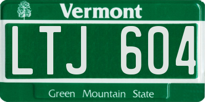 VT license plate LTJ604