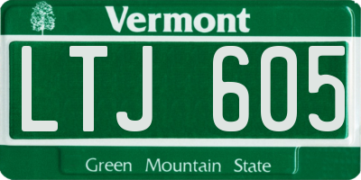 VT license plate LTJ605