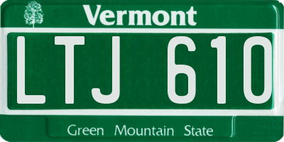 VT license plate LTJ610