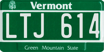 VT license plate LTJ614