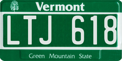 VT license plate LTJ618