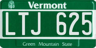 VT license plate LTJ625
