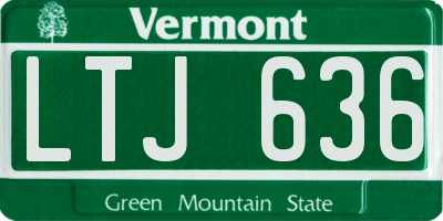 VT license plate LTJ636