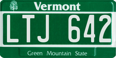 VT license plate LTJ642