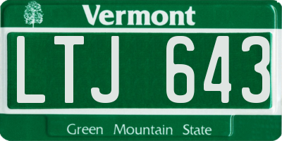 VT license plate LTJ643