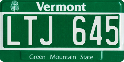 VT license plate LTJ645
