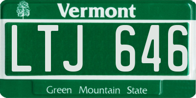 VT license plate LTJ646
