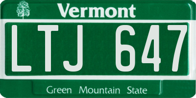 VT license plate LTJ647
