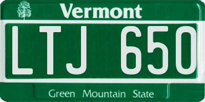 VT license plate LTJ650
