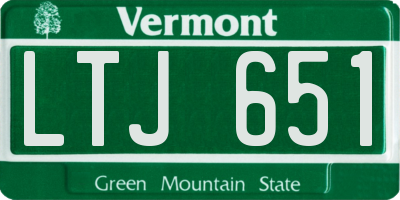 VT license plate LTJ651