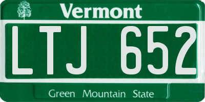 VT license plate LTJ652