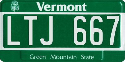VT license plate LTJ667