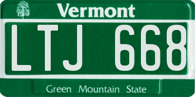 VT license plate LTJ668